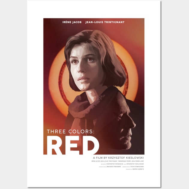 Three Colors: Red - alternative movie poster - Irene Jacob, Krzysztof Kieslowski Wall Art by chrisayerscreative